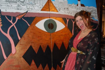 Rebecca posing with Screecher